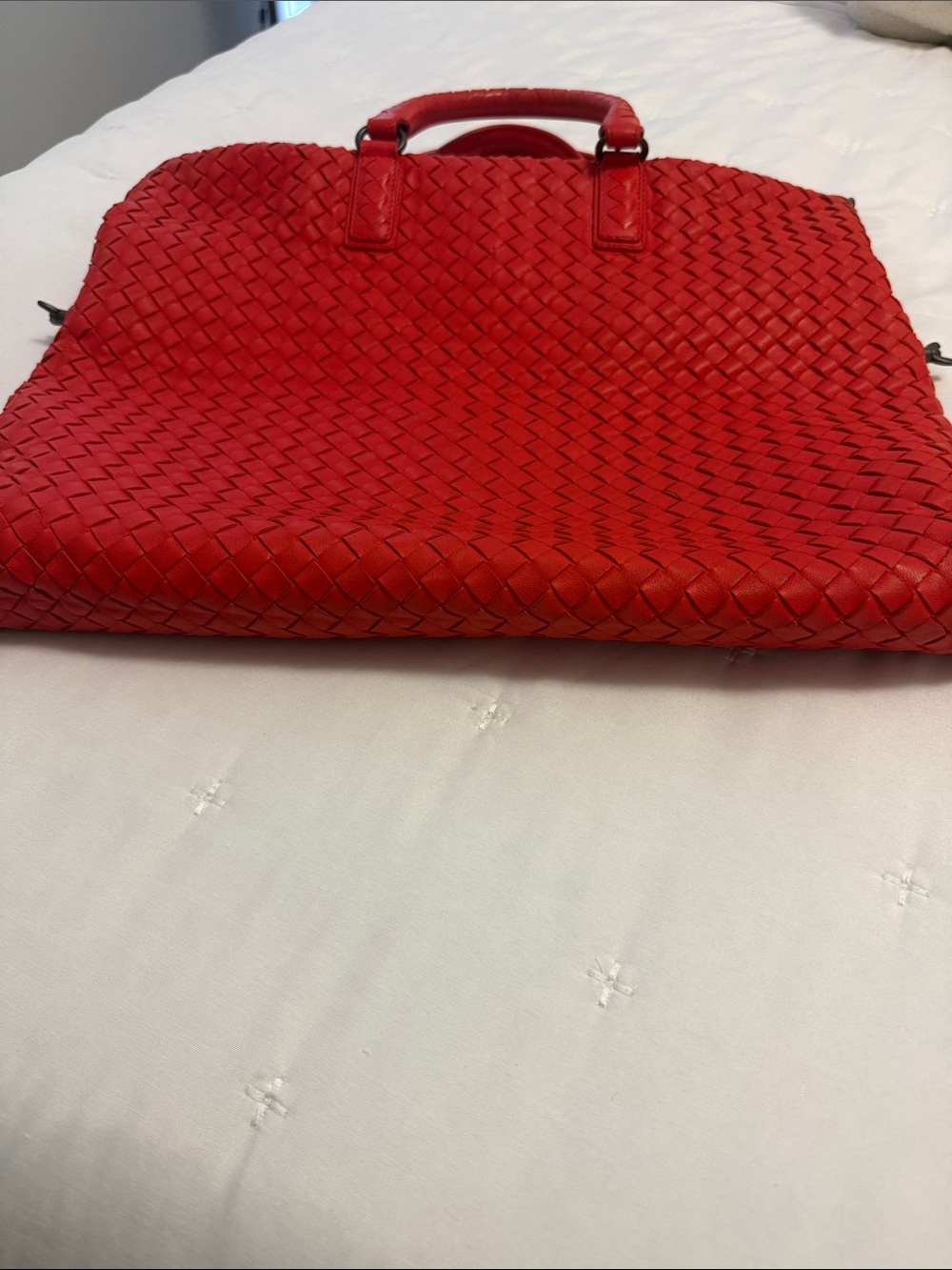 Bottega Veneta Red Intrecciato Woven Tote with Top Handles - Picture 3 of 13
